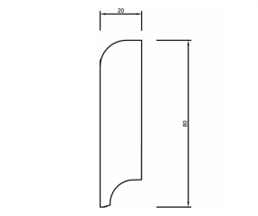 Sockelleiste massiv Eiche lackiert 80mm gerundet