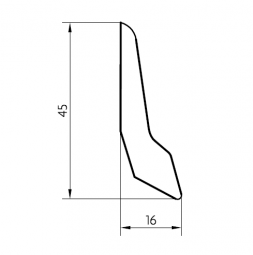 50m-Bund Sockelleiste massiv Eiche lackiert 46mm