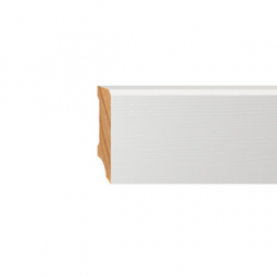 Sockelleiste massiv Kiefer weiß lackiert 58 mm gefast