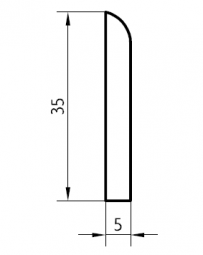 50m-Bund Sockelleiste massiv Jatoba roh 35mm
