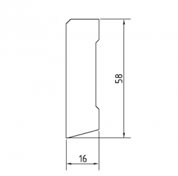 Sockelleiste massiv Kiefer weiß lackiert 58 mm gefast