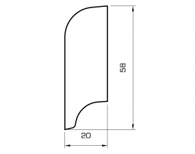 Sockelleiste massiv Eiche lackiert 60mm gerundet