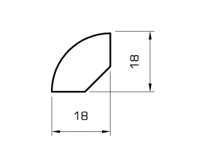 Viertelstab massiv weiß lackiert 18mm
